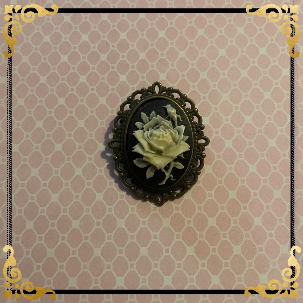 Antiqued Vintage Dark Gothic Rose Cameo Occult Witchy Grunge Regency Emo